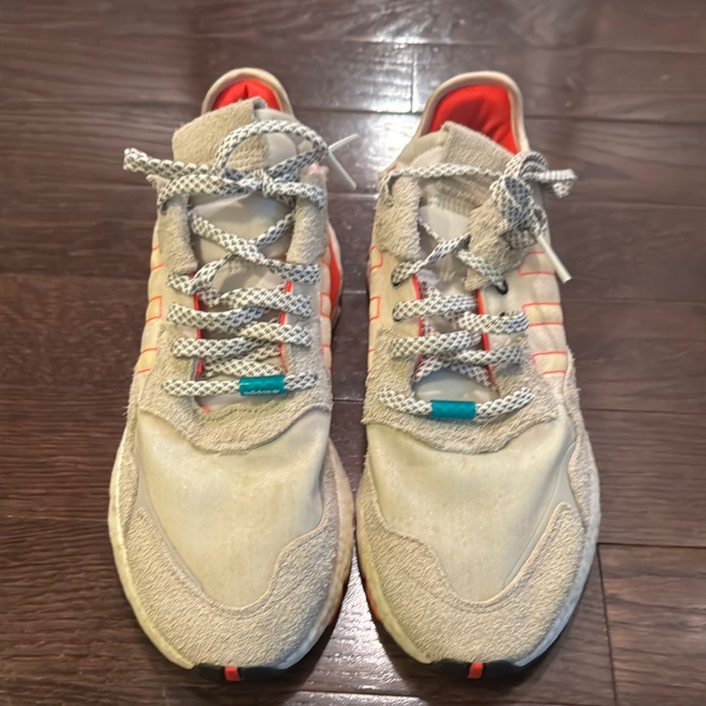 Adidas Night Joggers Cream and Orange Athletic Shoes with Retro Design -Sz 10.5